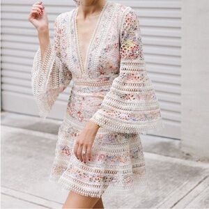 NWT Floral Lace Bell Sleeve Dress by Aqua